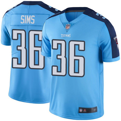 Tennessee Titans Limited Light Blue Men LeShaun Sims Jersey NFL Football 36 Rush Vapor Untouchable